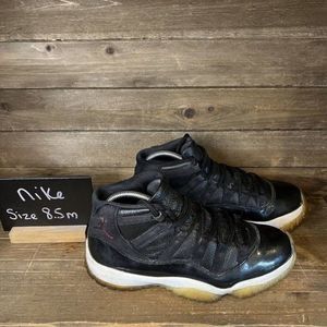 Mens Nike Jordan 11 Retro 72-10 Black Leather Basketball Shoes Sneakers Size 8.5